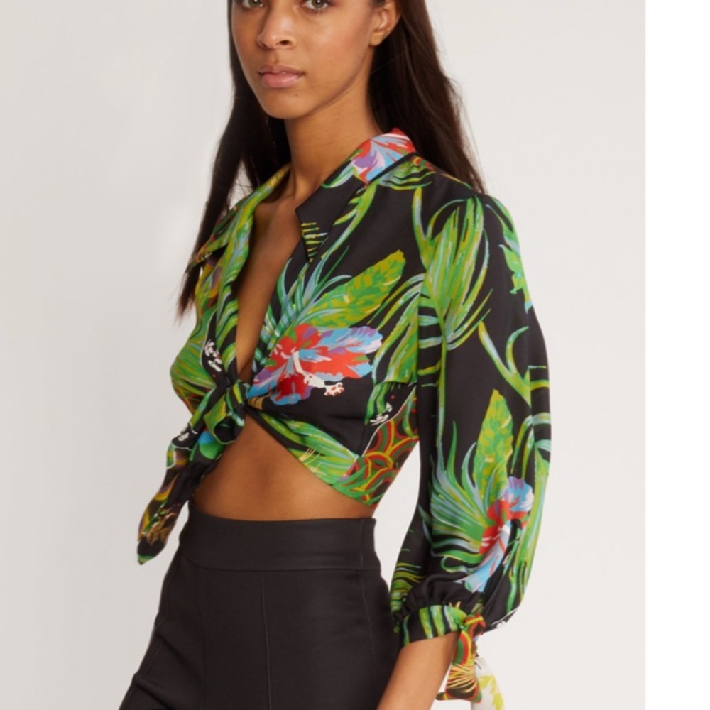 Cynthia Rowley Praia tie front crop